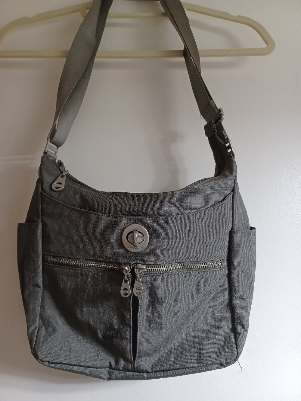 Baggallini Gray Crossbody Sling with Silver Tone Hardware